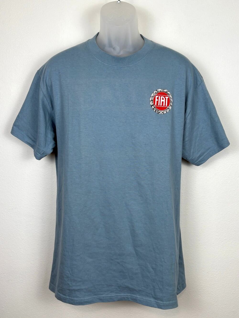 Fiat Racing Italian Logo Stamped Crew Neck Cotton Tee T-Shirt Blue Men's Size L